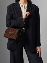 Sac Bandouli�re M Agnes Cuir Velours Etrier Marron agnes EAGV205M-vue-porte